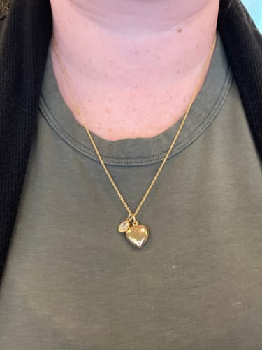 Customer photo review of puffy heart charm necklace