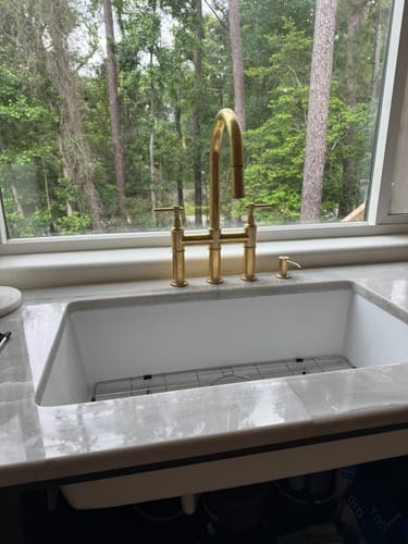 Customer photo review of Unlacquered brass soap dispenser