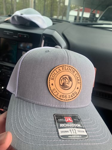 Customer photo review of Custom Leather Patch Hats Richardson 112 Laser Engraved