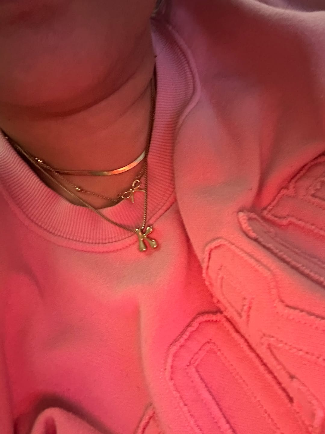 Customer photo review of Bubble Letter Necklace