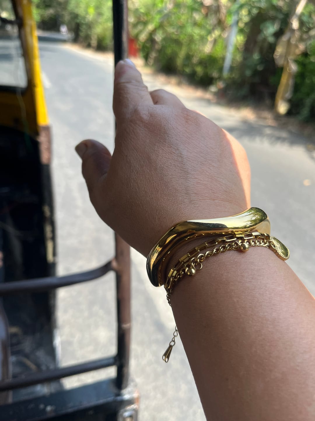 Customer photo review of Curved Chic Gold Bracelet