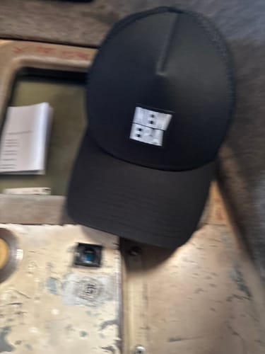 Customer photo review of 9FORTY A-Frame Trucker Square Logo Woven Patch Black Snapback