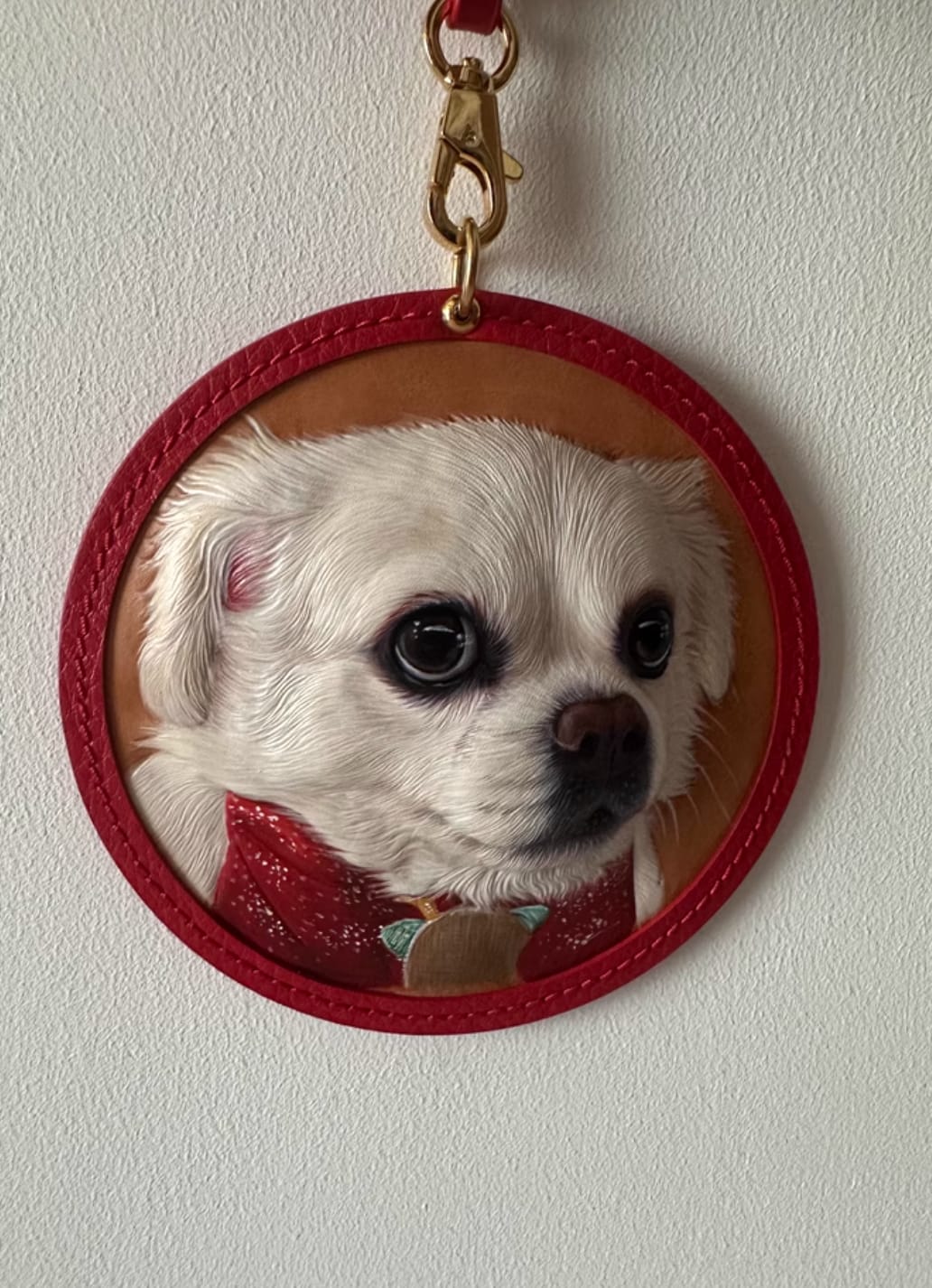 Customer photo review of Custom Handcrafted Leather Pet Portrait Charm
