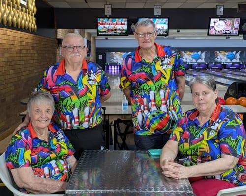 Customer photo review of Maxcorner Bowling Ball & Pins Graffiti Street Style Multicolor Option Customized Name 3D Shirt (4 Colors)