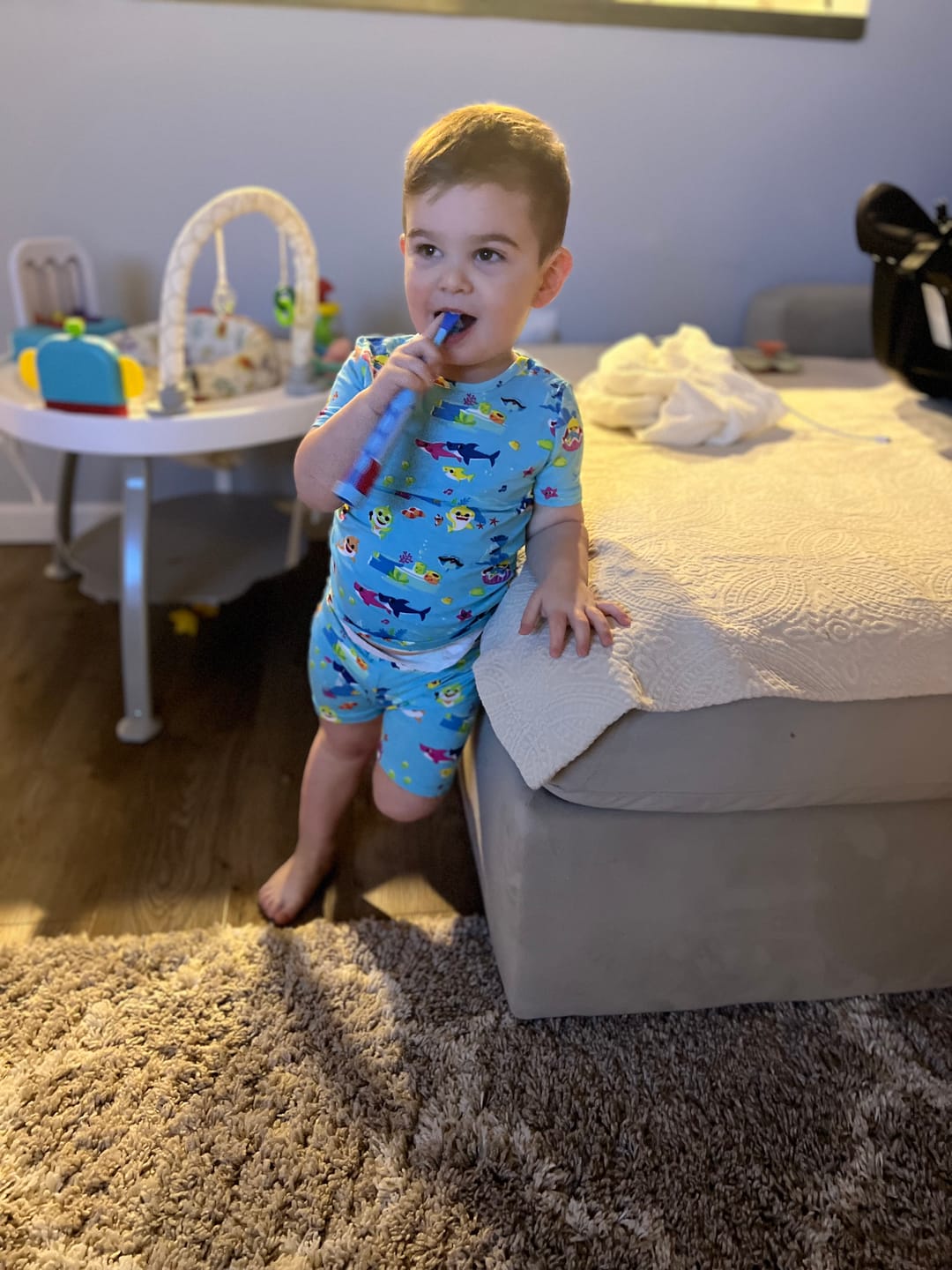 Customer photo review of Baby Shark Bamboo Kids Pajama Short Set