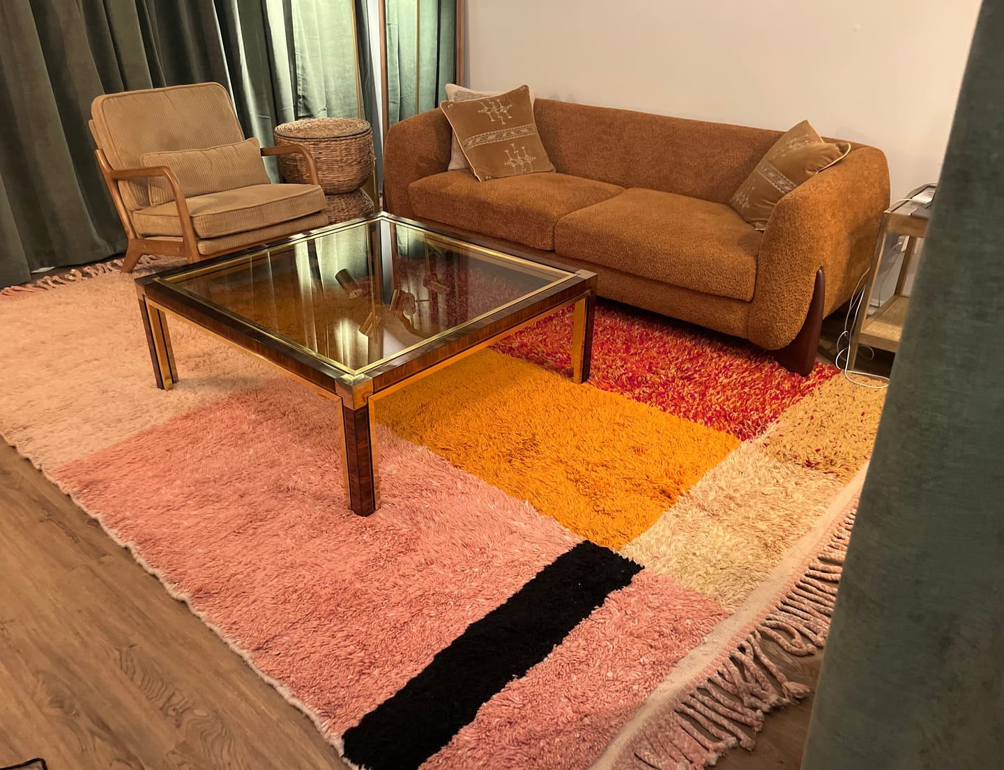 Customer photo review of Idouh | Custom Size Pink Orange Shag Moroccan Beni Ourain Rug – Luxury Thick Fluffy Handwoven Wool Berber Carpet for Living Room | Custom-Rug (Made to Order)