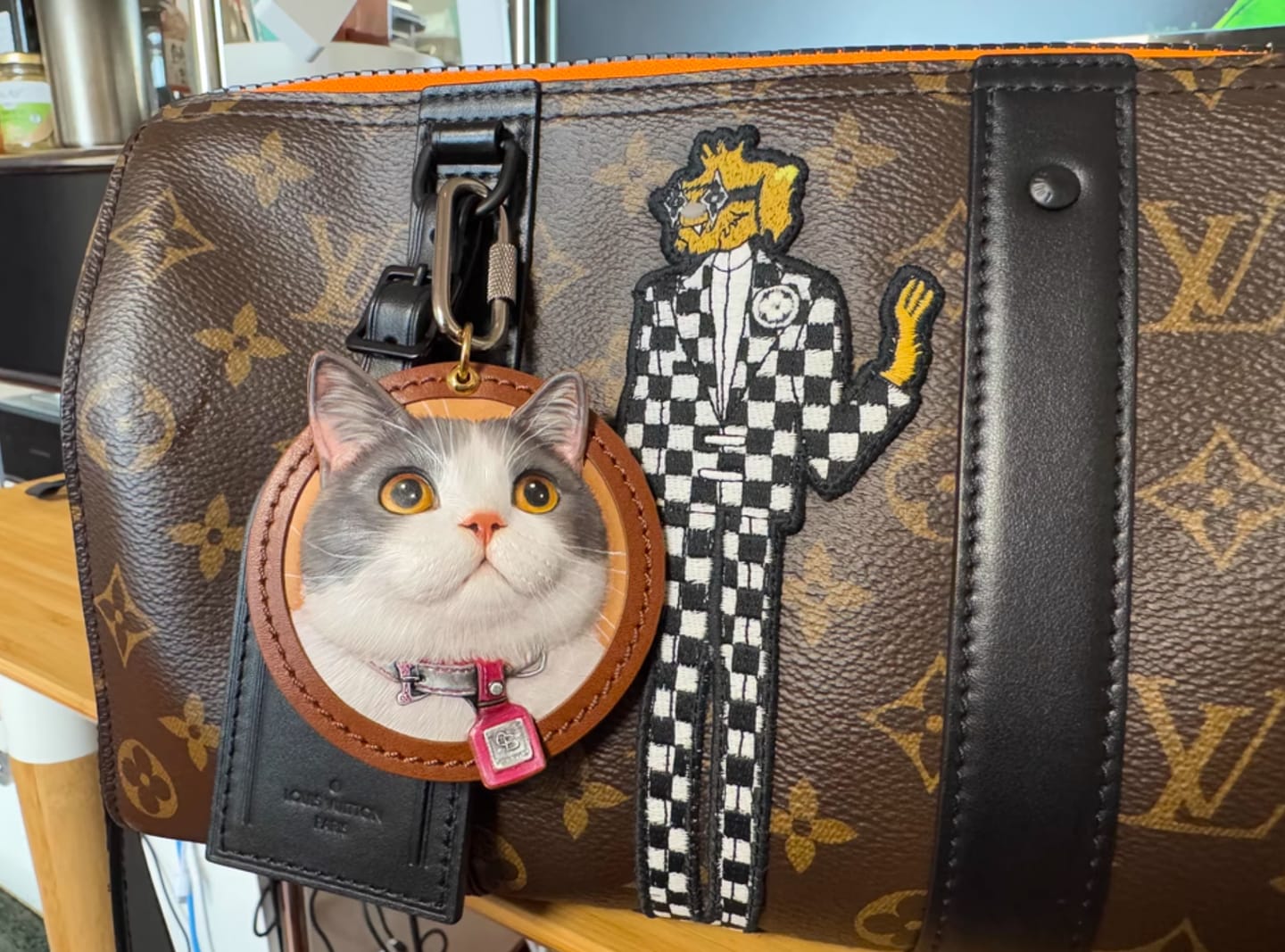 Customer photo review of Custom Handcrafted Leather Pet Portrait Charm