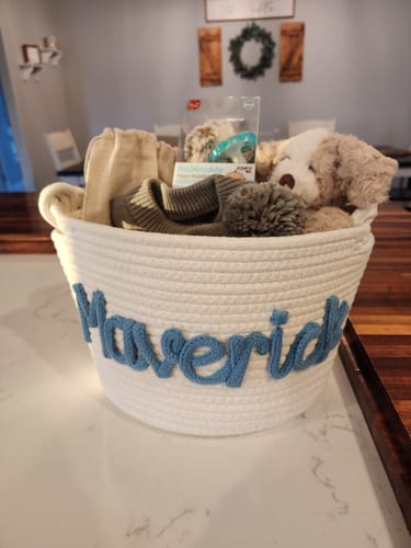 Customer photo review of Baby Knits™ Personalized Knitted Basket