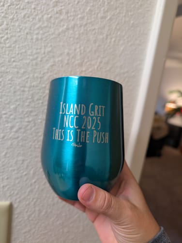 Customer photo review of Personalized (CUSTOM) 12oz Stemless Wine Cup