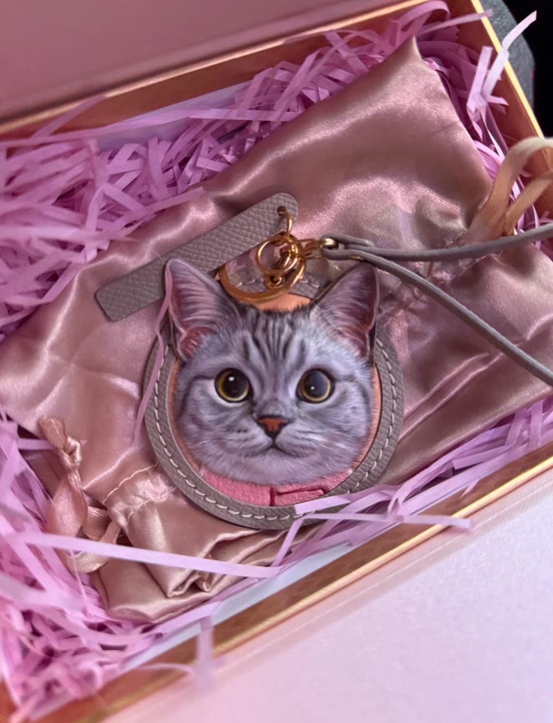 Customer photo review of Custom Handcrafted Leather Pet Portrait Charm