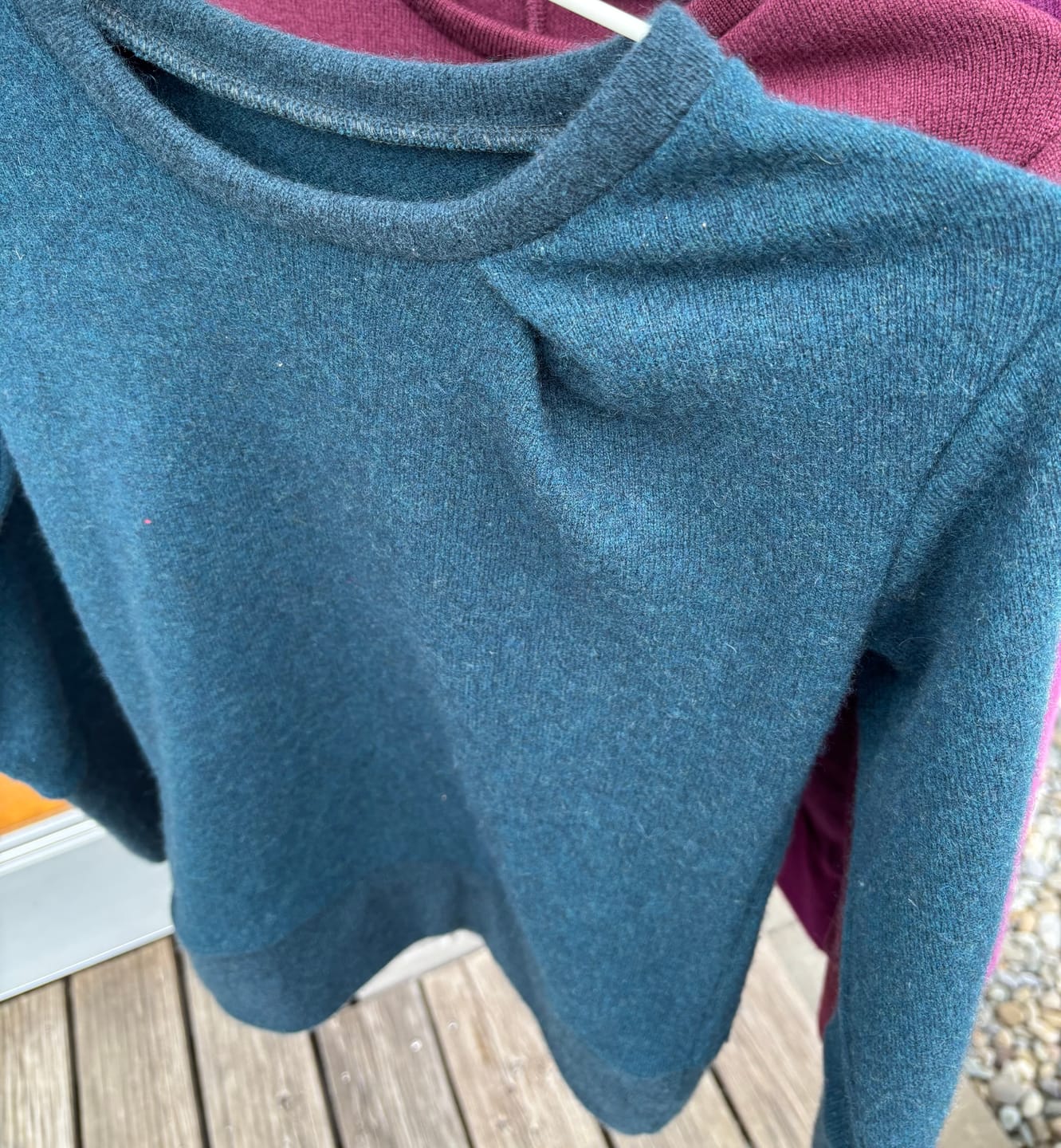Customer photo review of Upcycling Kaschmirpullover mit der Falte dunkles Petrol