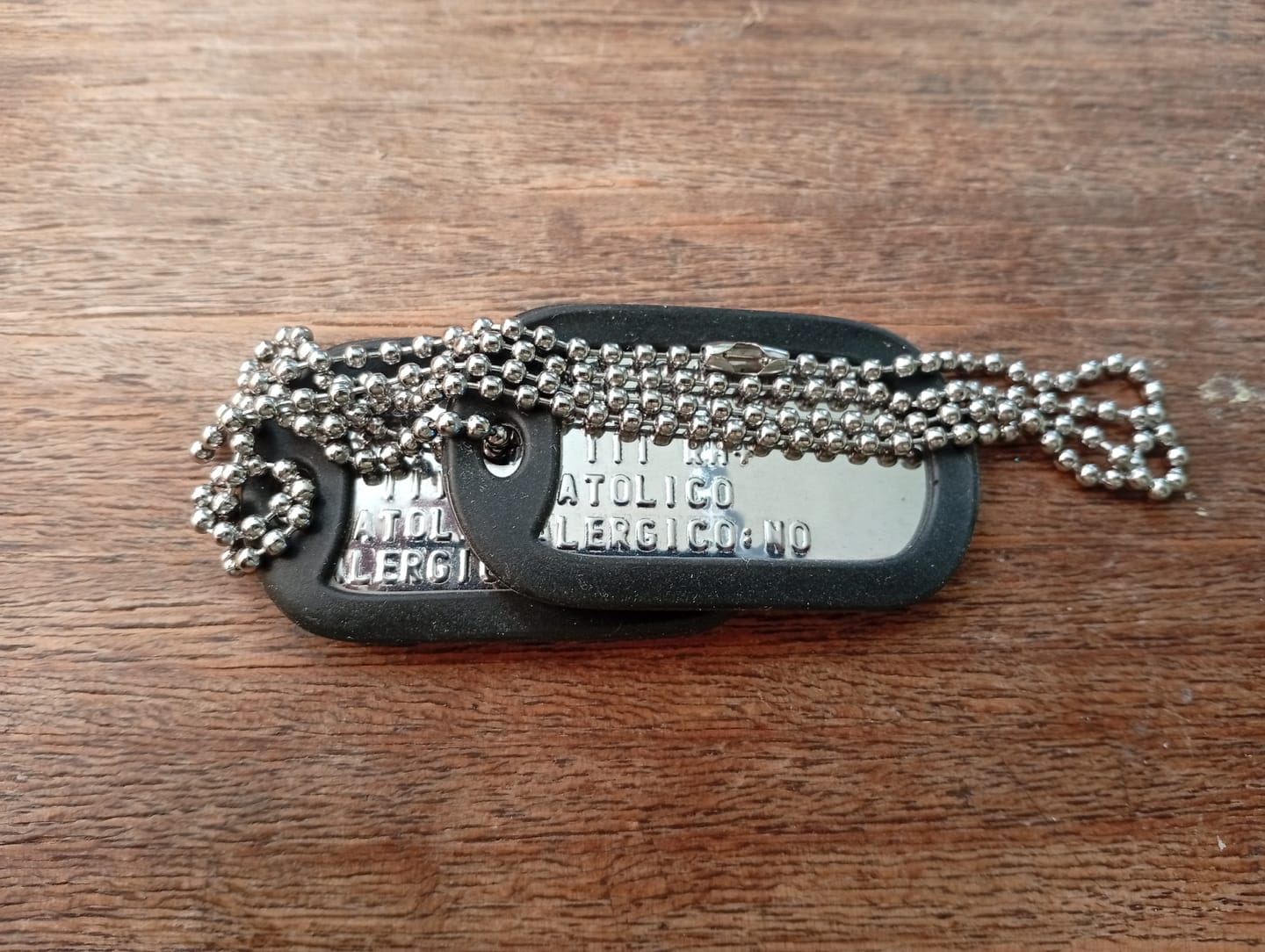 Customer photo review of PACK 2 PLACAS DE IDENTIFICACION MILITAR: GRABADO AMERICANO