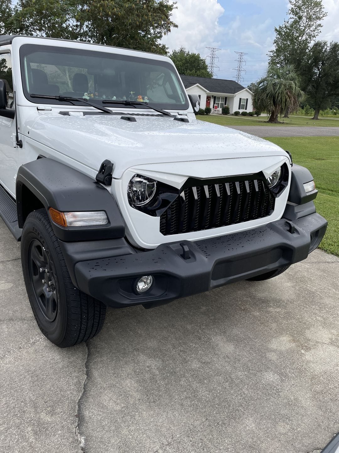Customer photo review of Gladiator Vader Grille w/ Mesh - Black & White for 18+ Jeep Wrangler JL & Gladiator JT w/o TrailCam