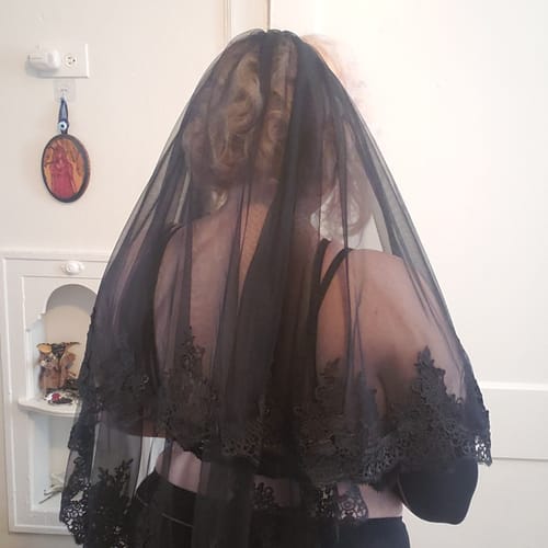 Customer photo review of Ornate Victorian Lady Mourning Veil