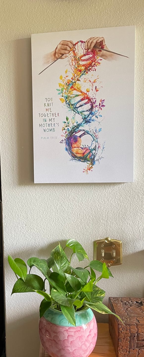 Customer photo review of You Knit Me Together In My Mother's Womb, Christian Artwork, Psalm 139:13 Wall Art Canvas