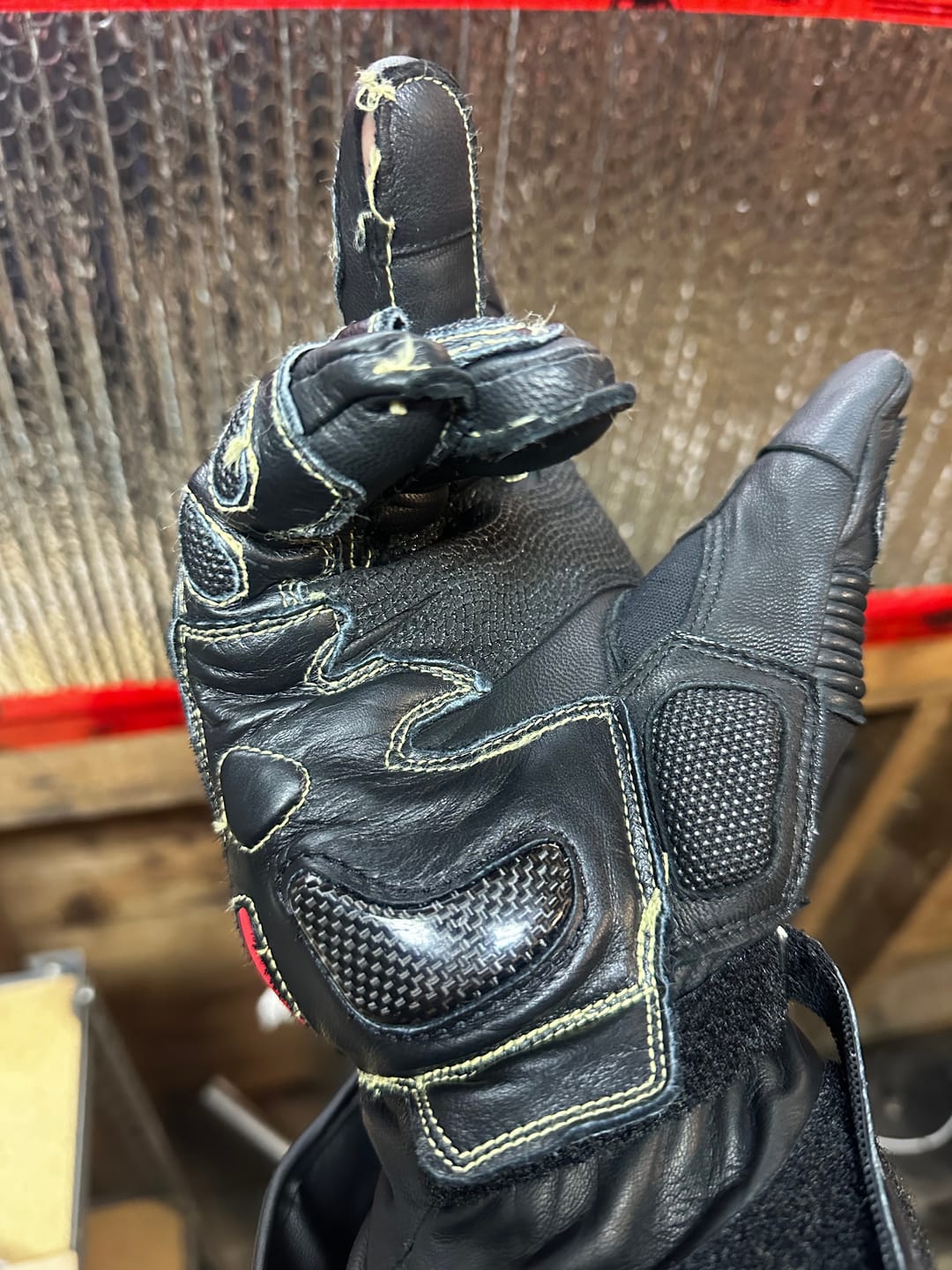 Customer photo review of Motorcycle Gloves, Racing Leather Touchscreen Riding Gloves