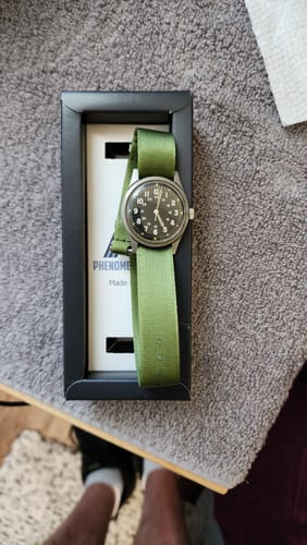 Customer photo review of Olive Green Nylon Watch Strap