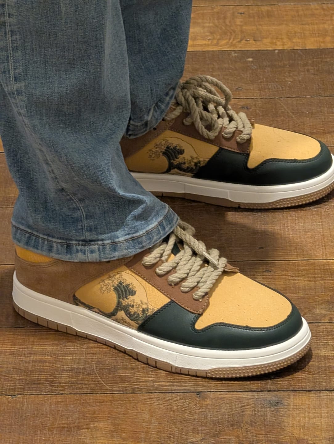 Customer photo review of The great wave off Kanagawa inspired sneakers
