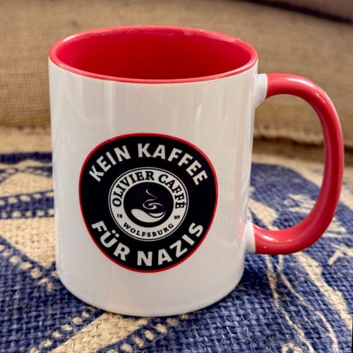 Customer photo review of TassenExpress - Becher Keramik Tasse mit Logo bedruckt 325ml Firmenlogo