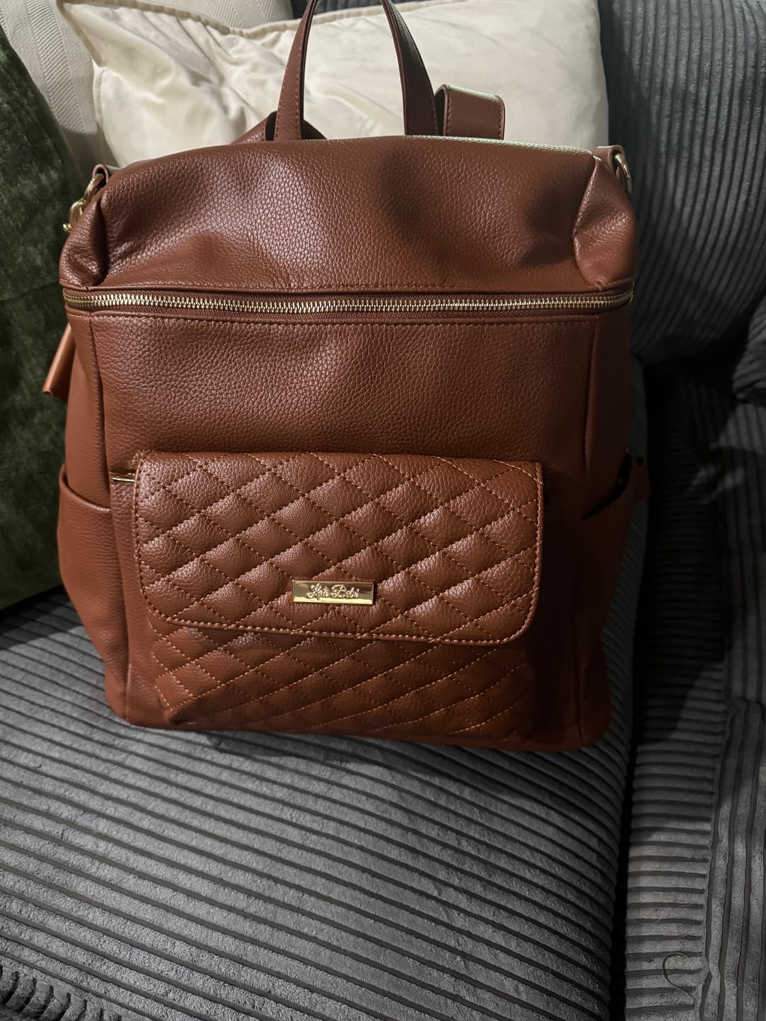 Customer photo review of Monaco Diaper Bag | Caramel Brown