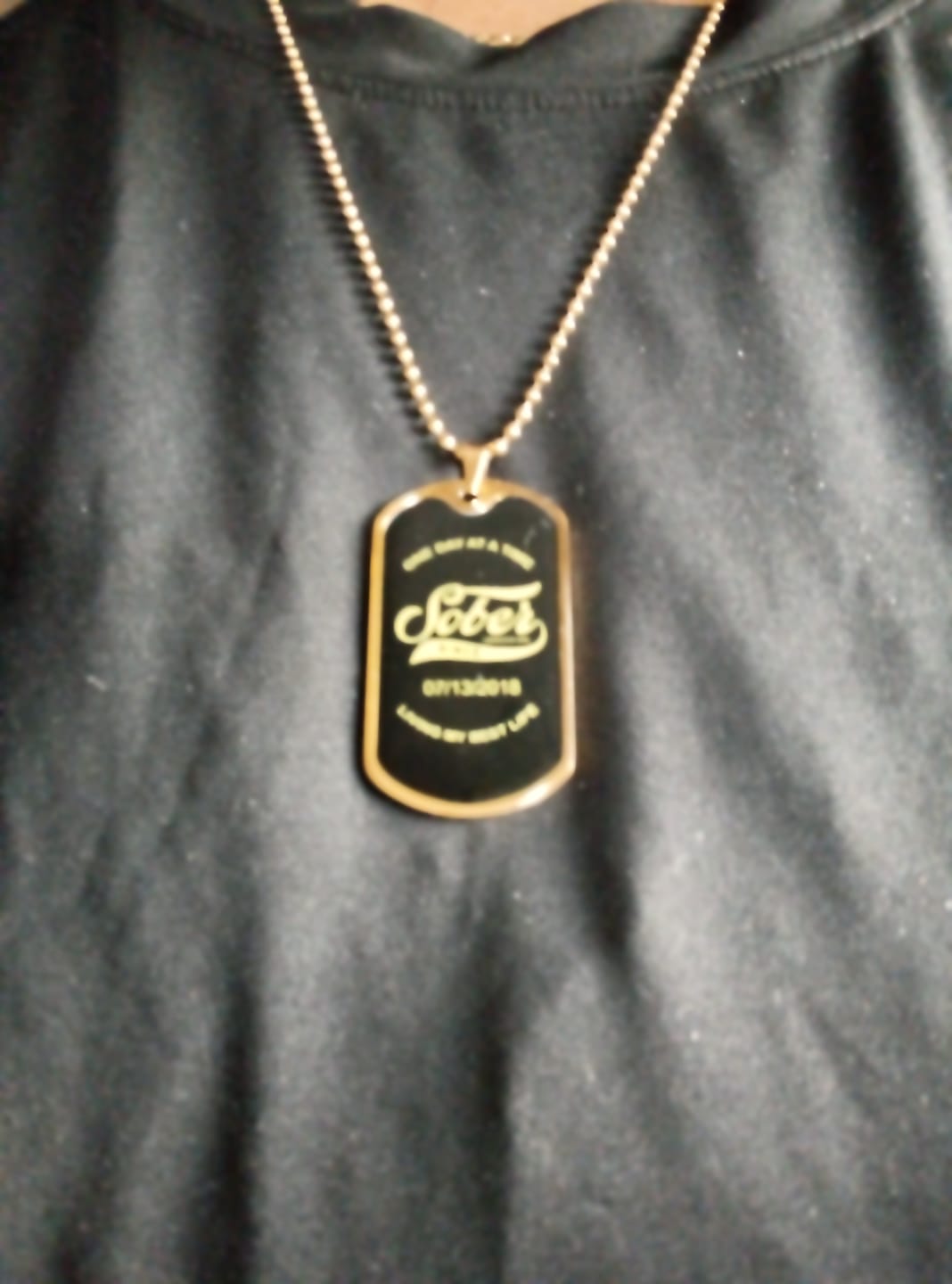 Customer photo review of Loosid Sober Since Dog Tag w/Personalized Sobriety Date