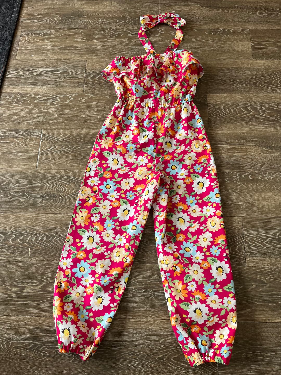 Customer photo review of Blue, Orange and White Floral Cotton Poplin Fabric