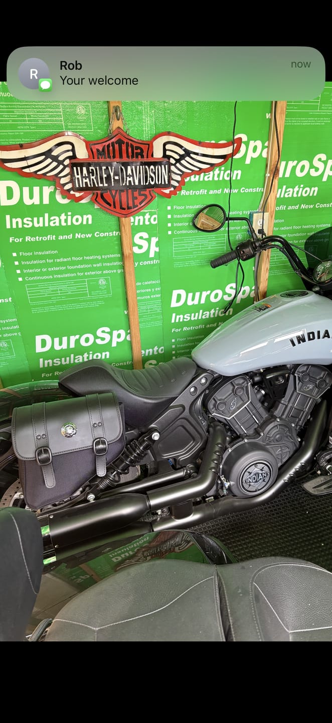 Customer photo review of 4L - Pony Indian Scout Rogue Sixty Leather Motorcycle Solo Bag (Right Only)