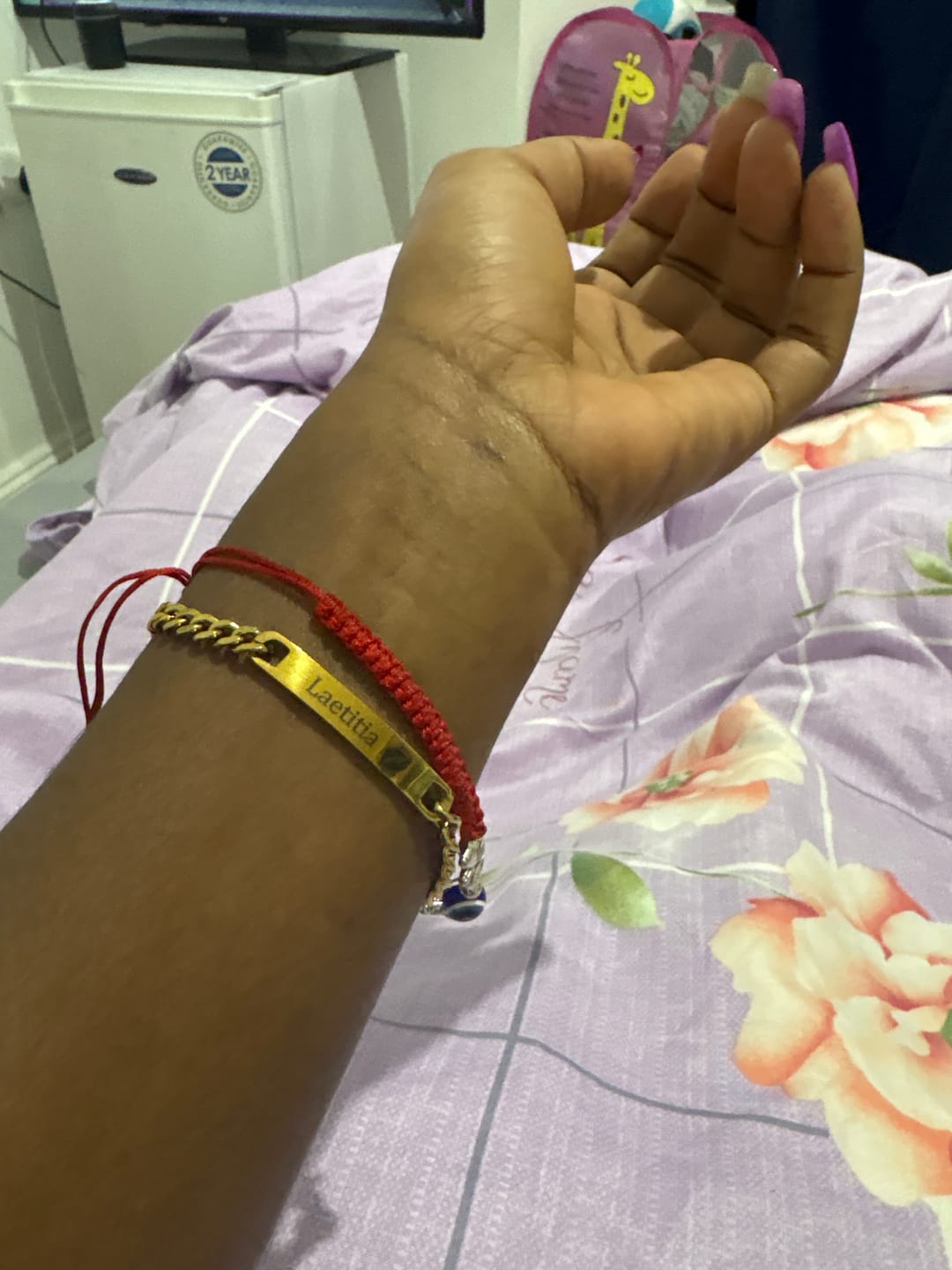 Customer photo review of Dainty Engraved Bracelet