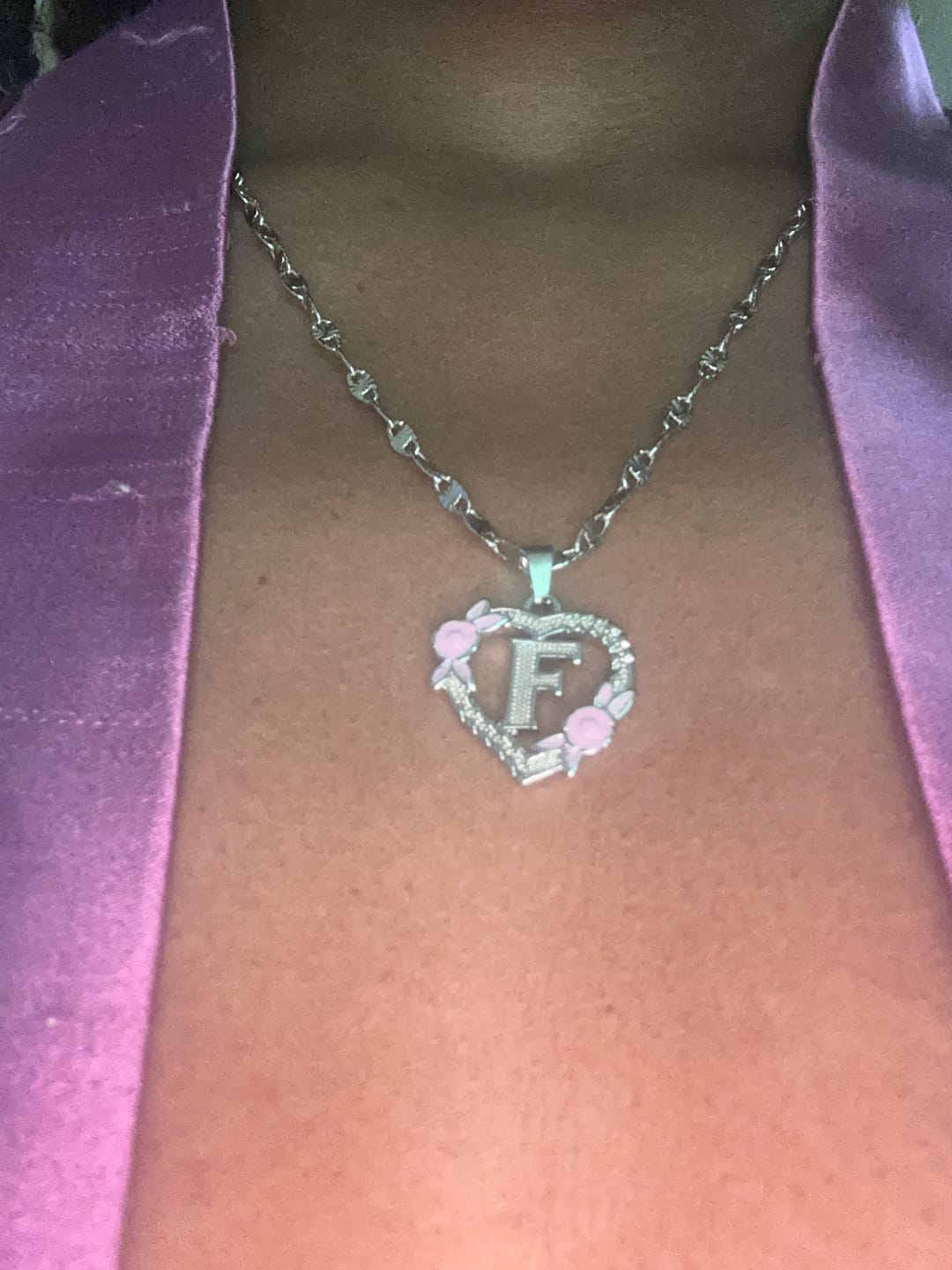 Customer photo review of Embossed Engraved Bar Necklace