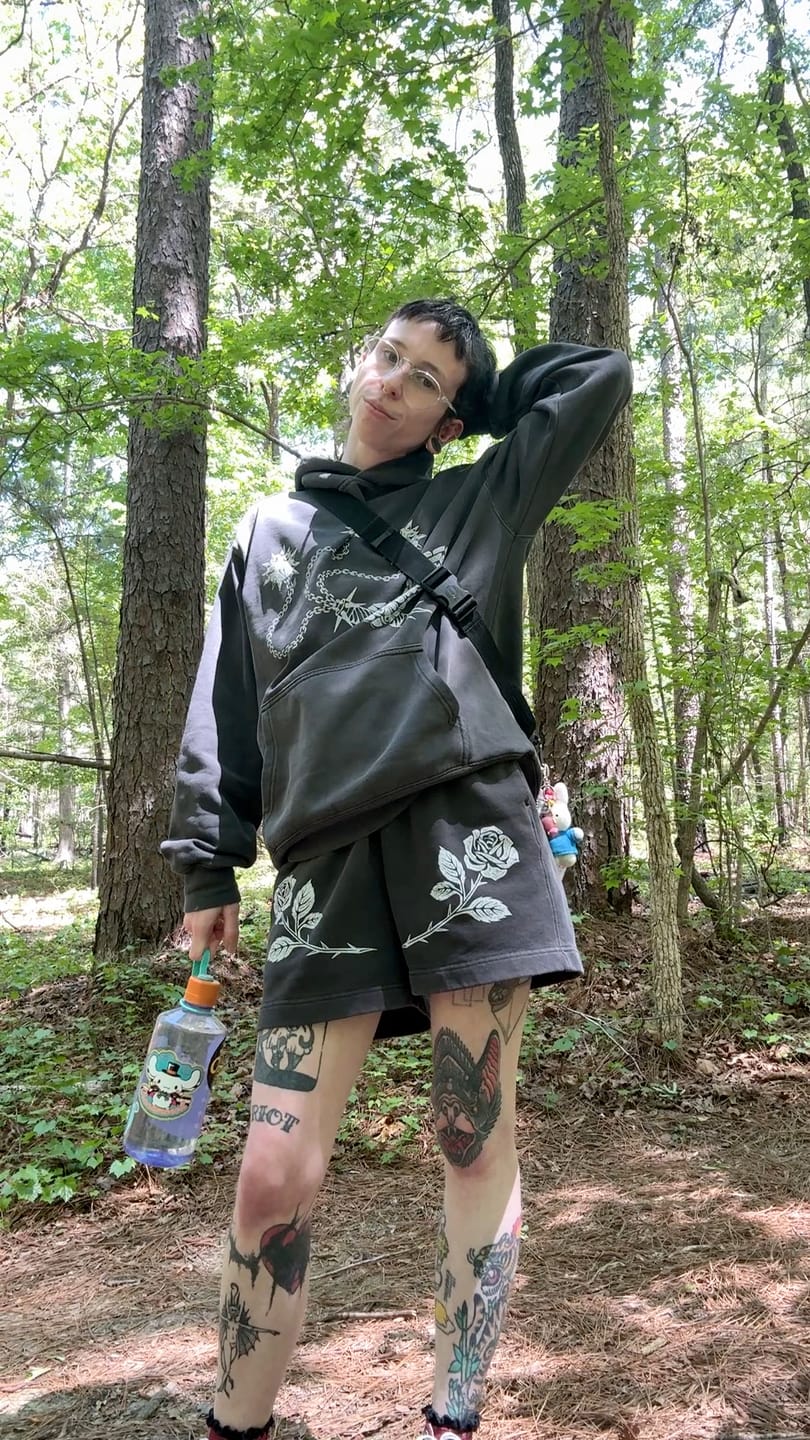 Customer photo review of Rose Relaxed Faded Track Shorts