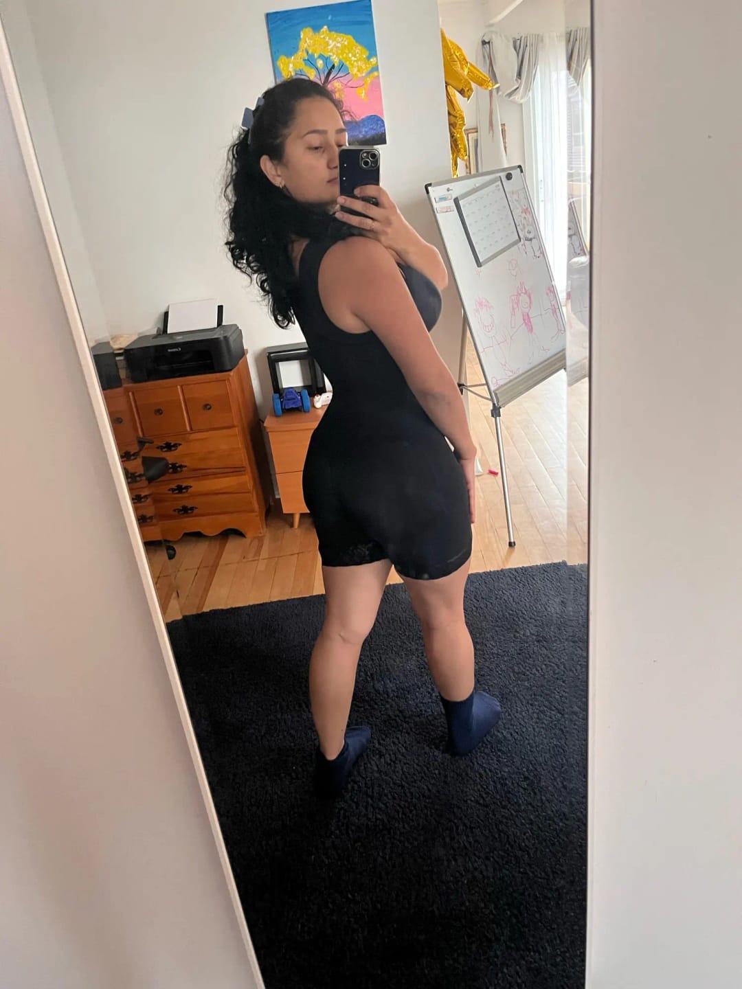Customer photo review of Nylon Spandex Shaper Sculpting High Compression Corset — Black | KIMLUD