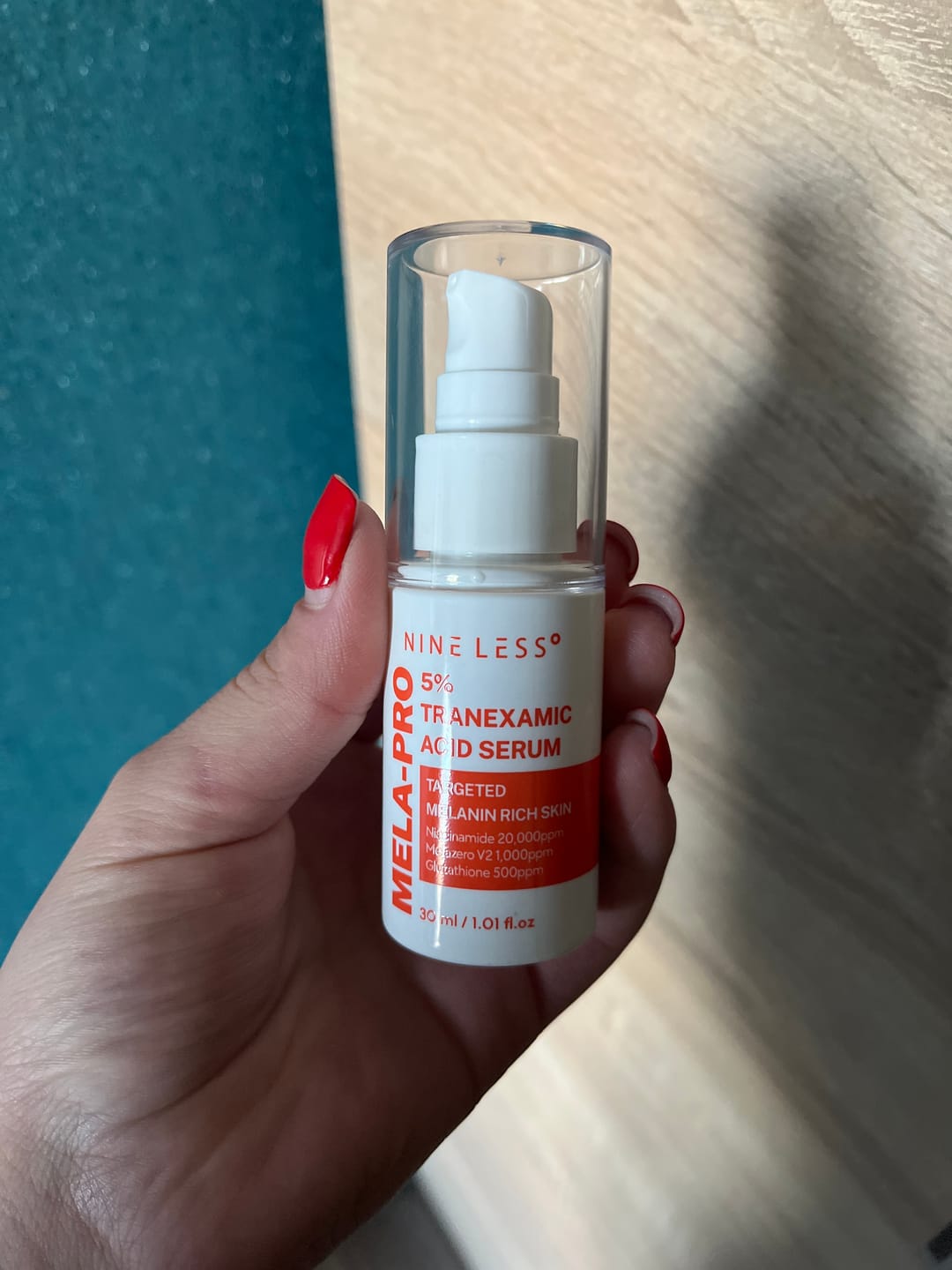 Customer photo review of Balinošs serums ar 5% traneksāmskābi NINE LESS MELA-PRO 5% Tranexamic Acid Serum