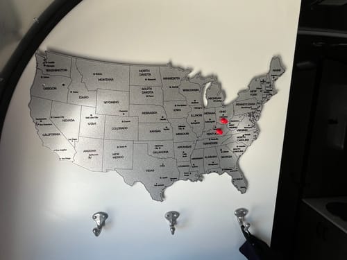 Customer photo review of UV Printed Metal USA Map Wall Art | Color - Silver