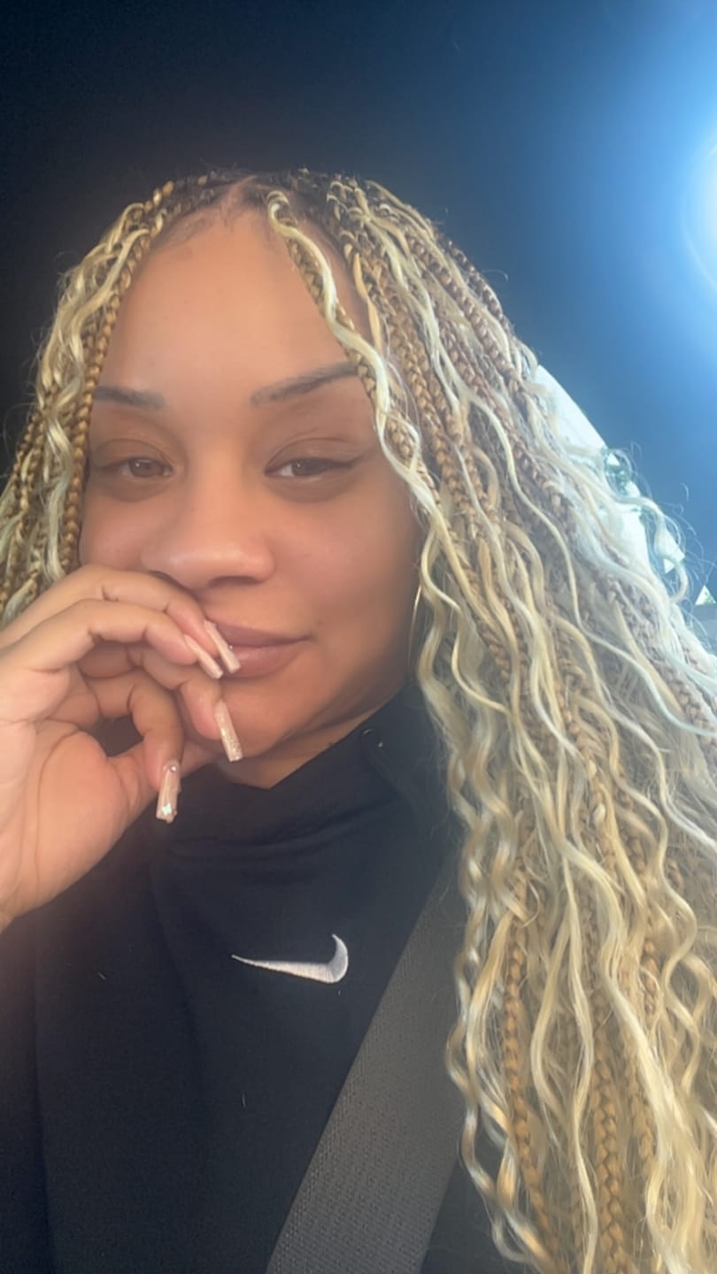 Customer photo review of #613 Blonde Deep Wave Bulk Hair Extensions for Braiding