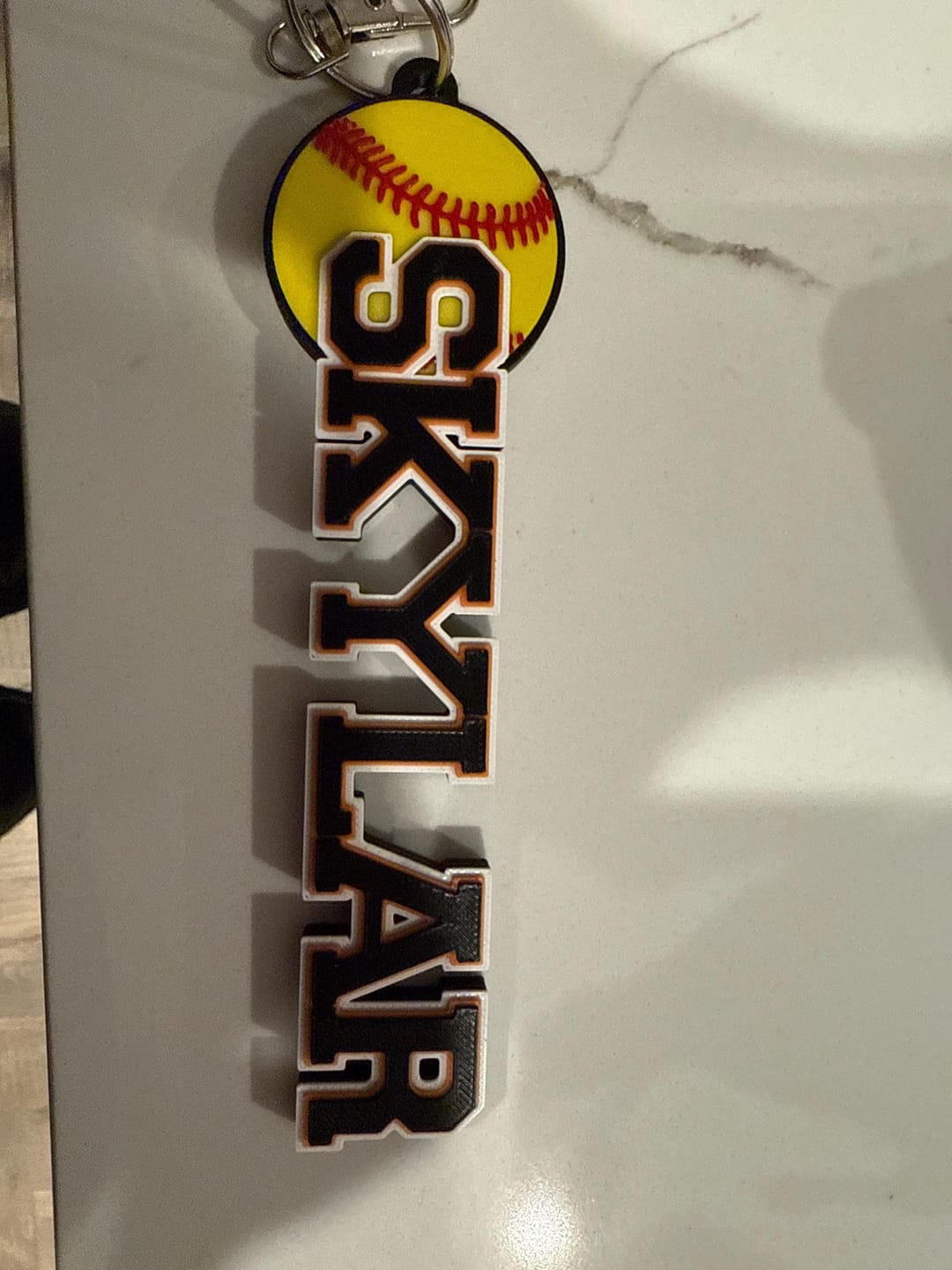 Customer photo review of Personalized Softball Bag Tag | Team Gift & Player Bundle