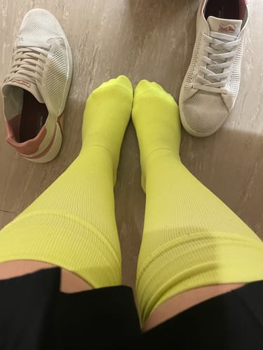 Customer photo review of YoU Compression® Neon Yellow Knee High 20-30 mmHg