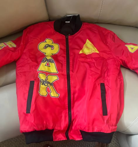 Customer photo review of Personalized Fraternities & Sororities Bomber Jacket Original Style