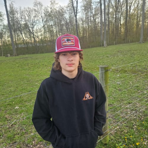 Customer photo review of Lazy J Ranch Maroon & White Smokeless Classic Rope Trucker Hat