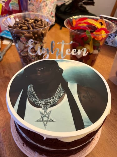 Customer photo review of 15 x 5 cm Pre-cut Standard Cupcake Custom Edible Icing Images