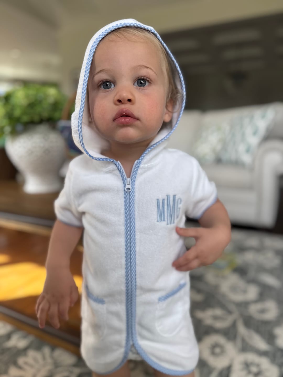 Customer photo review of Blue Check Swim Cover Up