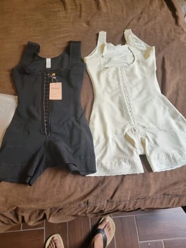 Customer photo review of Nylon Spandex Shaper Sculpting High Compression Corset — Black | KIMLUD