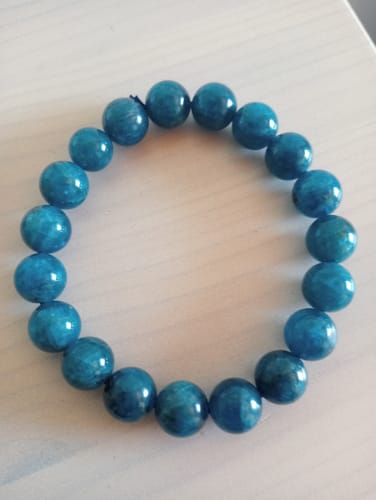 Customer photo review of Bracelet en Apatite Bleue 10mm