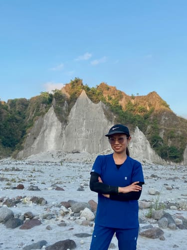 Customer photo review of 5-Pocket MoveTech® Scrub Top - Women / Cobalt Blue