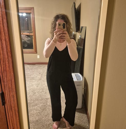 Customer photo review of Slit Back Relaxed Tank Jumpsuit