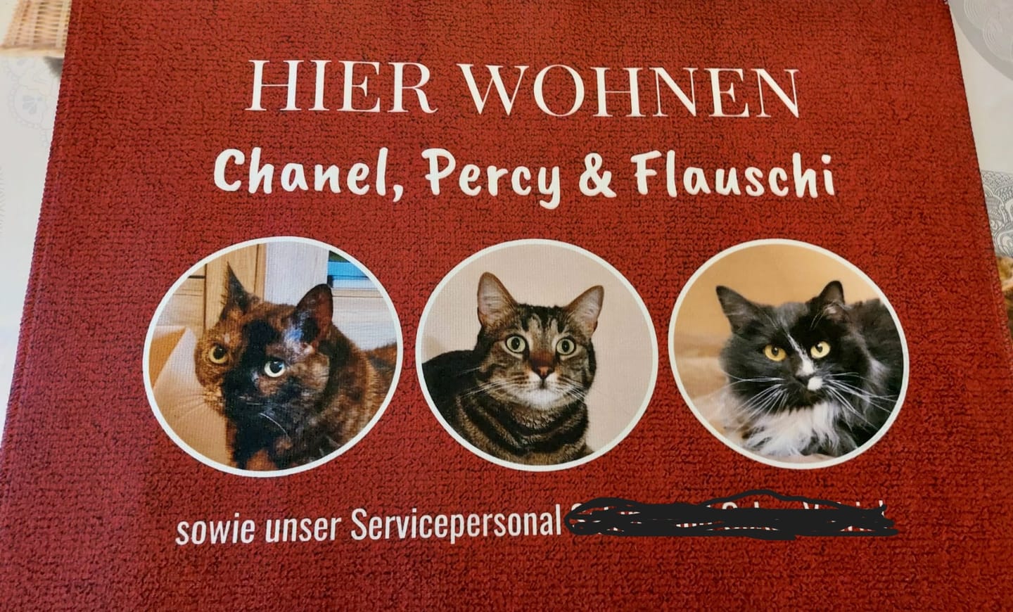 Customer photo review of Hier wohnt - Individuelle Haustier Fußmatte