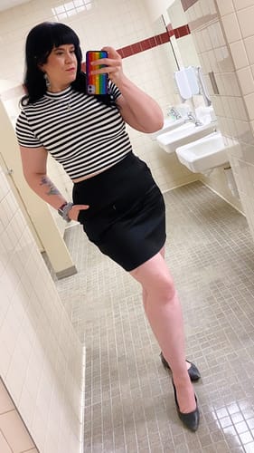 Customer photo review of PRE-ORDER - Rebel Mini Skirt in Black - Vixen by Micheline Pitt