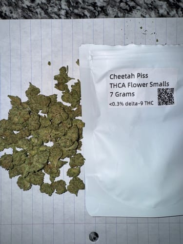 Customer photo review of Cheetah Piss THCA Flower Smalls