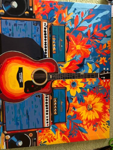 Customer photo review of "Vibrant Guitar and Amplifiers" Paint by Numbers Kit
