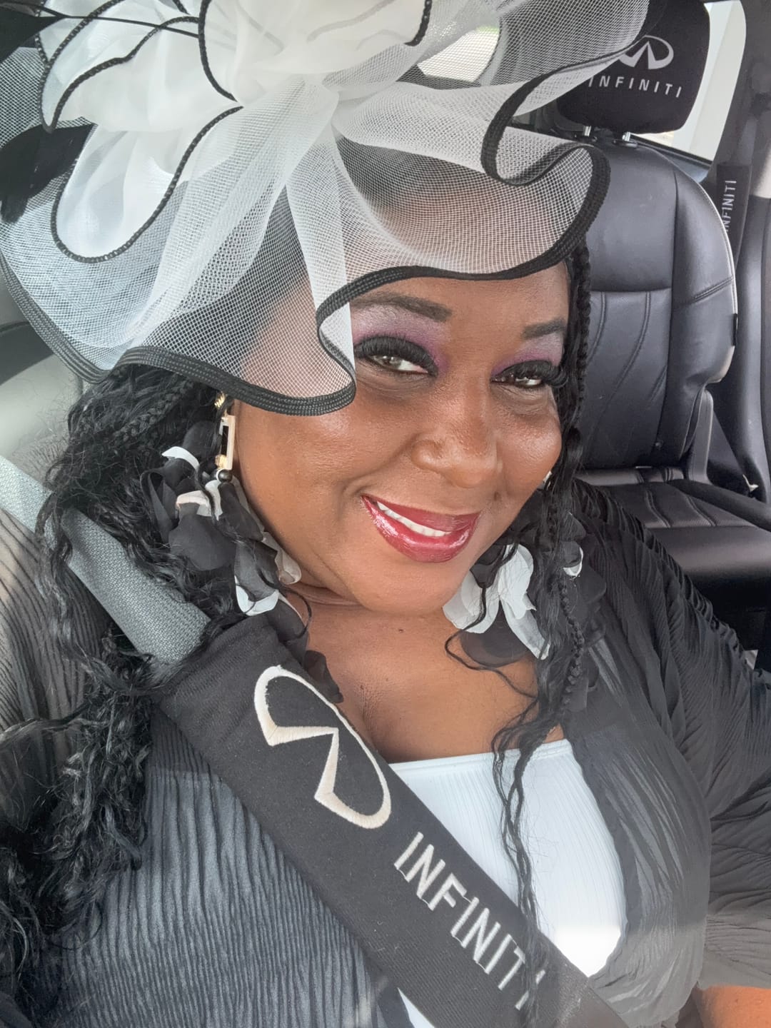 Customer photo review of Nonso Square top flower petal earrings