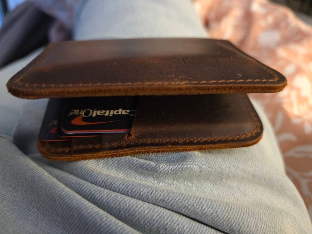 Customer photo review of Slim Leather Card Holder Front Pocket Wallet